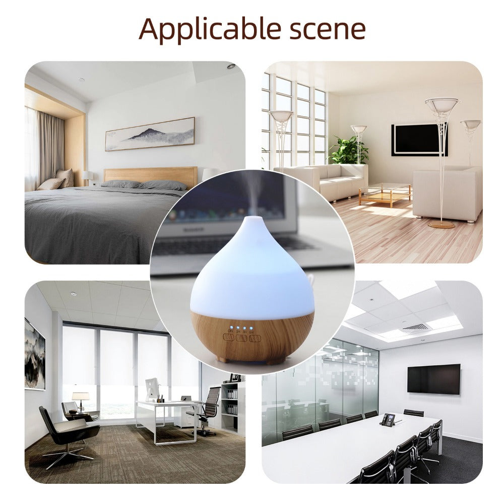Colorful night light wood grain home desktop 140ml mini aromatherapy machine humidifier