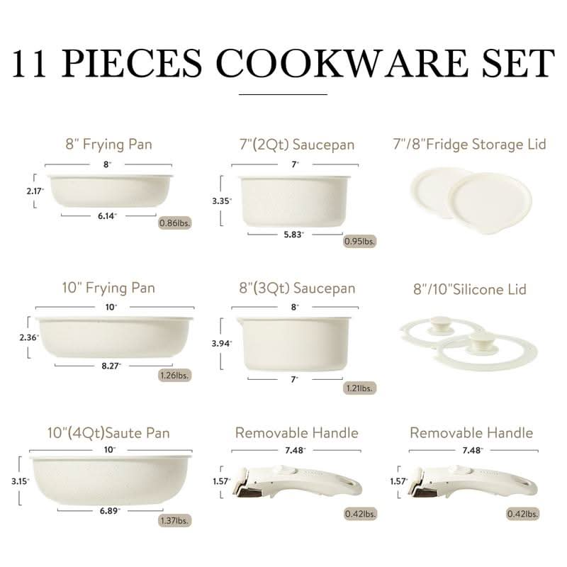 11pcs Detachable Handle Pots and Pans Set - LVFBUY