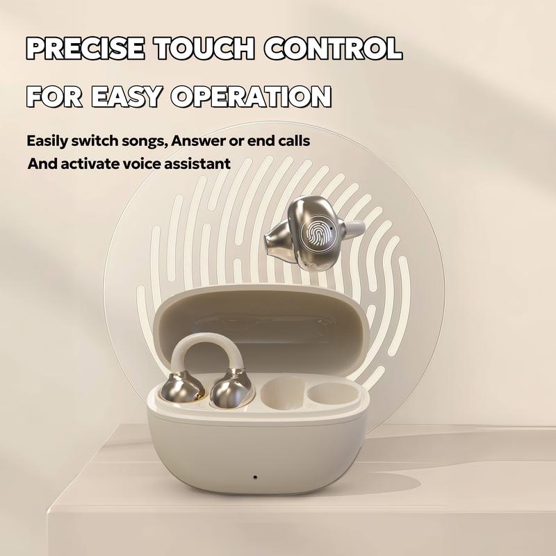 KY66 Earclip Design Earbuds, C-bridge Design, Open-ear Listening Technology, Auto Left-right Recognition, HiFi Level Stereo Sound, Touch Control IPX5 Warerproof Bluetooth 5.49, Freeclip No Feeling When Wearing