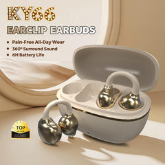 KY66 Earclip Design Earbuds, C-bridge Design, Open-ear Listening Technology, Auto Left-right Recognition, HiFi Level Stereo Sound, Touch Control IPX5 Warerproof Bluetooth 5.49, Freeclip No Feeling When Wearing