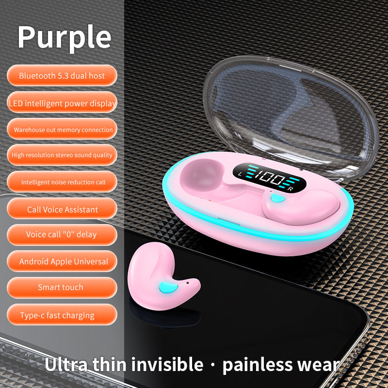 invisible sleep headset bone conduction mini ultra-small noise reduction digital display ultra-long battery life Bluetooth headset