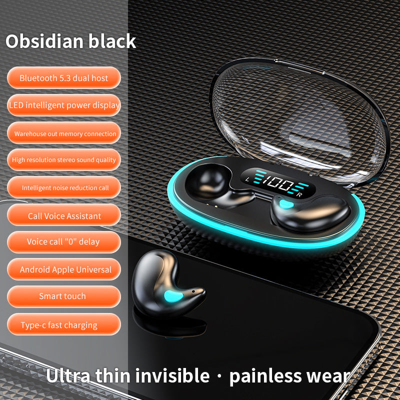 invisible sleep headset bone conduction mini ultra-small noise reduction digital display ultra-long battery life Bluetooth headset