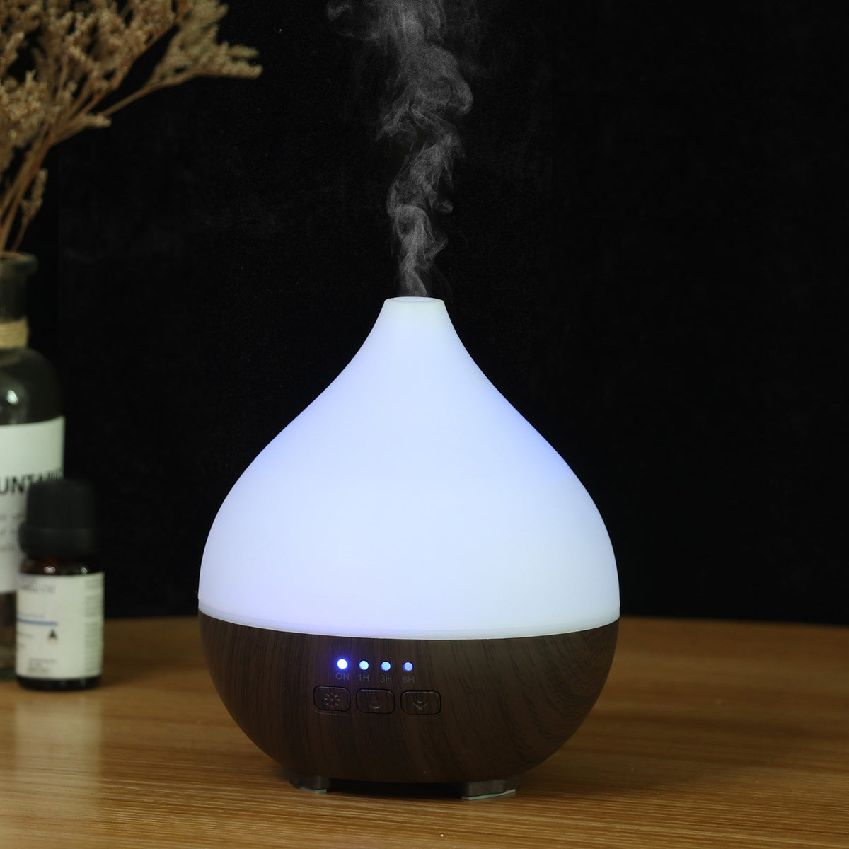 Colorful night light wood grain home desktop 140ml mini aromatherapy machine humidifier