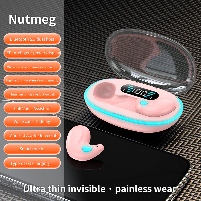 invisible sleep headset bone conduction mini ultra-small noise reduction digital display ultra-long battery life Bluetooth headset