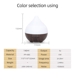 Colorful night light wood grain home desktop 140ml mini aromatherapy machine humidifier