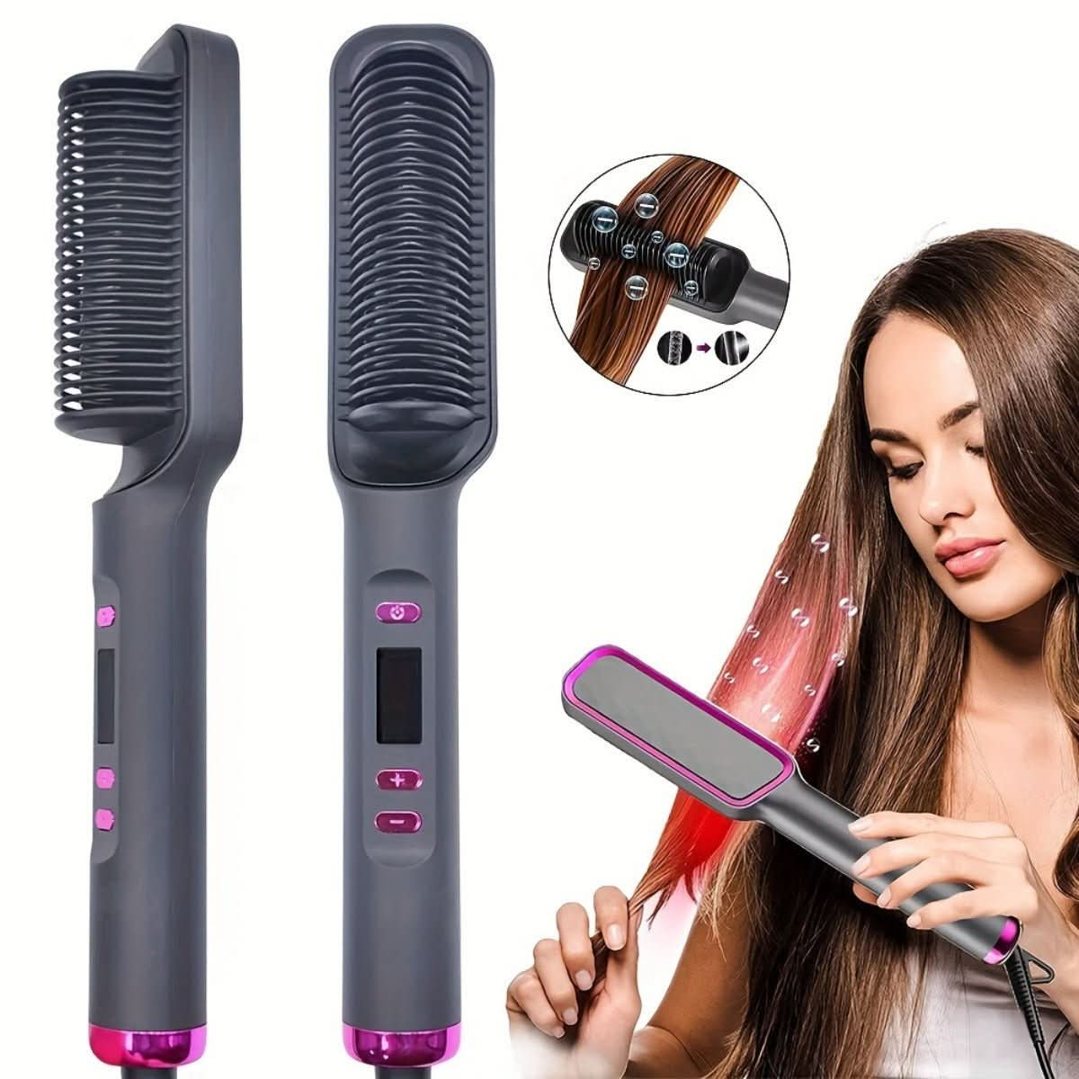 Negative Ion Hair Straightening Brush - LVFBUY