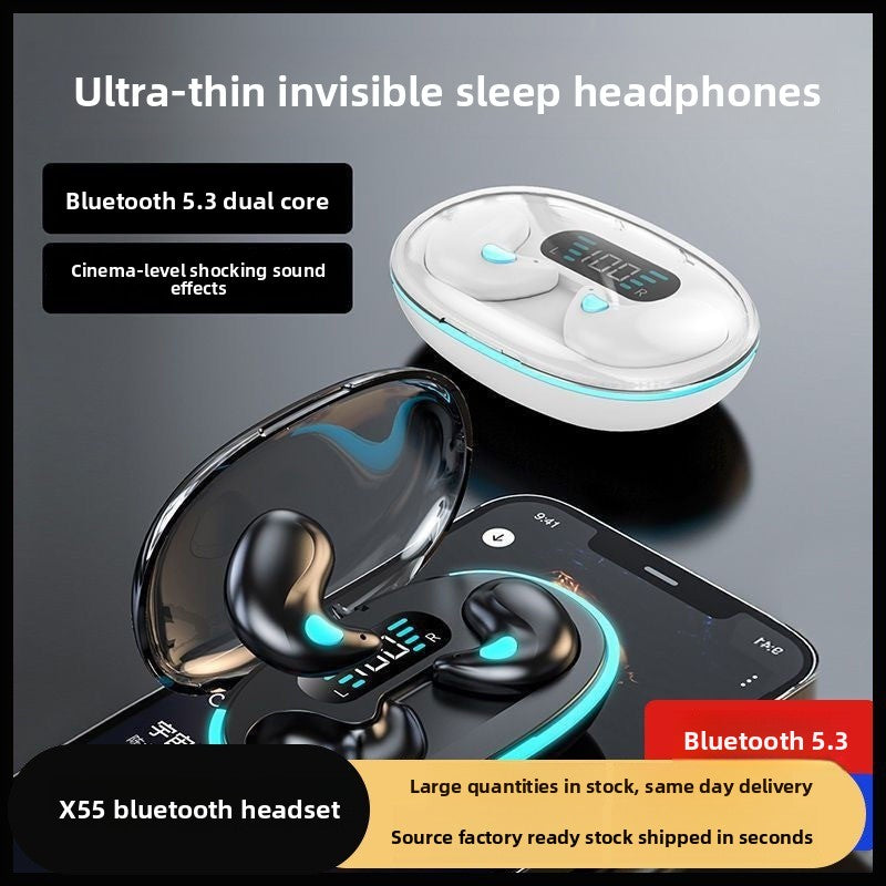 invisible sleep headset bone conduction mini ultra-small noise reduction digital display ultra-long battery life Bluetooth headset