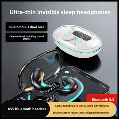 invisible sleep headset bone conduction mini ultra-small noise reduction digital display ultra-long battery life Bluetooth headset